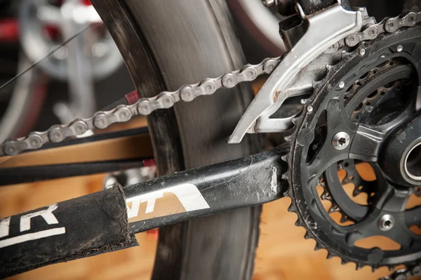 Sürücü Bisiklet parçaları. vites bisiklet krank mekanizması Stok Resim