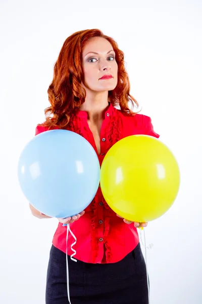Dame mit Luftballons — Stockfoto