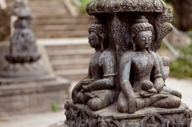 Budist heykel swayambhunath yakın