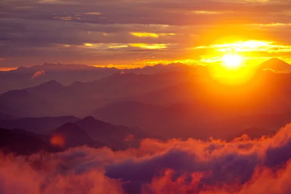 Red Sunset Himalayas Mountain Nepal — Stock Photo, Image