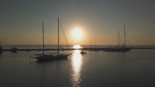 4K Widok z lotu ptaka na miasto Zakynthos czas wschodu słońca — Wideo stockowe