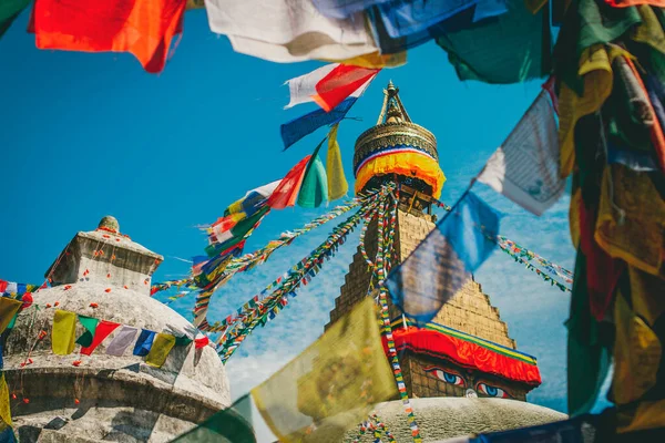 Bodhnath Stupa met duif in zomer Kathmandu Nepal — Stockfoto