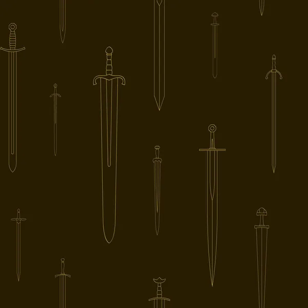 Patrón Sin Costuras Con Espadas Antiguas Para Proyecto — Archivo Imágenes Vectoriales