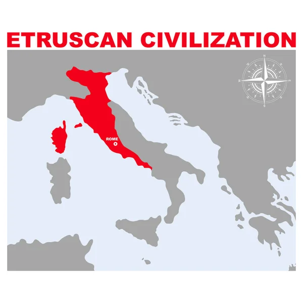 Mapa Vectorial Con Área Histórica Civilización Etrusca Para Proyecto — Vector de stock