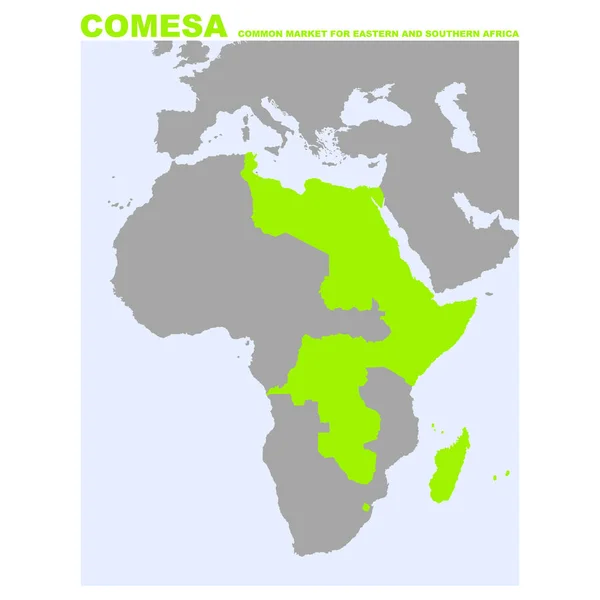 Mapa Vectorial Con Ubicación Del Mercado Común Para África Oriental — Vector de stock