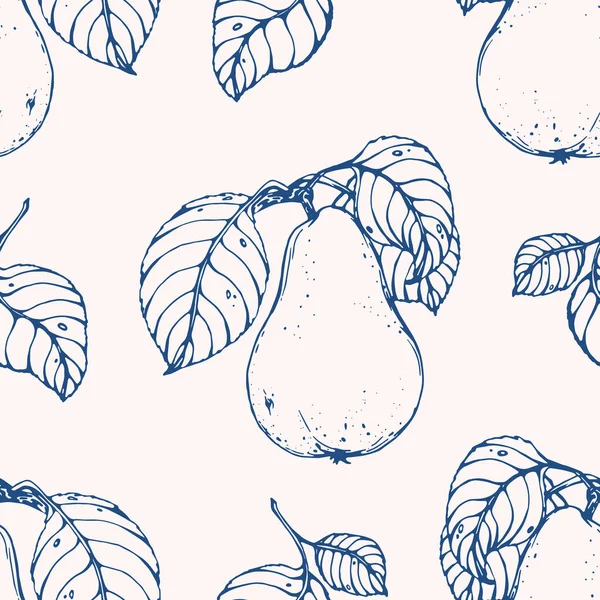 梨とベクトルシームレスパターン 手描きの質感 表面デザインのためのエレガントなシームレス植物パターン — ストックベクタ