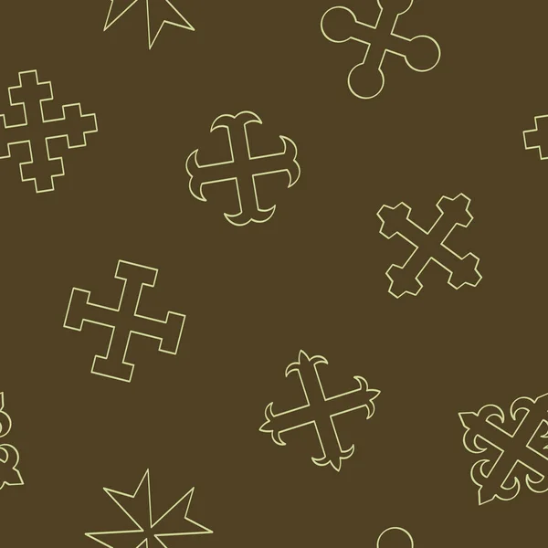 あなたのプロジェクトのための中世の紋章クロスとシームレスなパターン — ストックベクタ