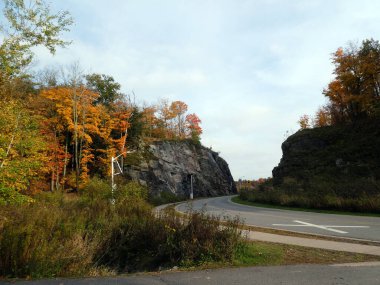 Renkli ağaçlarla sonbahar manzarası