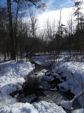 Kardan sonra nehirle birlikte kış manzarası