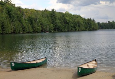 Landscape of Quebec, Canada, with lake and forest