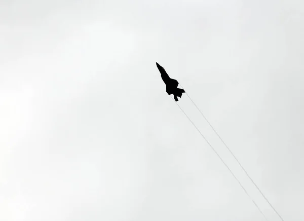 Hava Gösterisinde Gökyüzünde Uçan Bir Jet — Stok fotoğraf