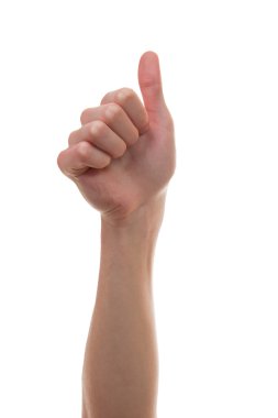 Beyaz arka plan ve güzel el başparmak yukarıya