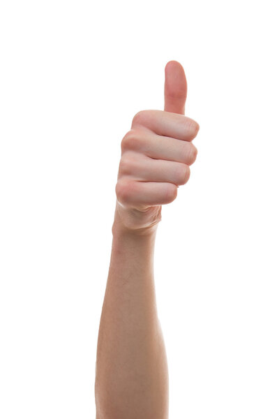 Thumbs up with white background and beautiful hand