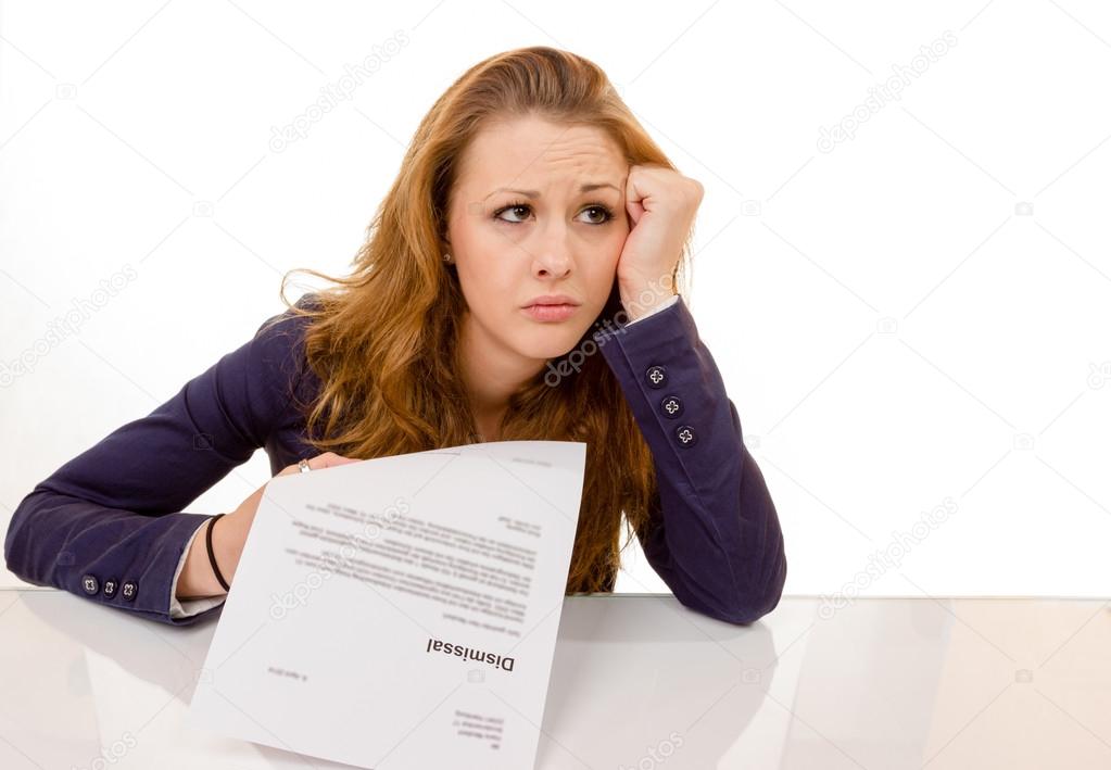 Young woman looking sad was fired from her job