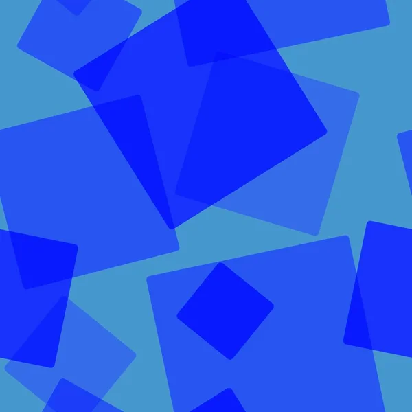 随机排列的重叠透明矩形的无缝图案 蓝色背景上蓝色色调的正方形 铺装效果 时尚面料 家居装饰 — 图库照片