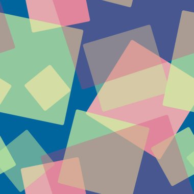 Rastgele sıralanmış şeffaf dikdörtgenler, karışık arkaplanda çeşitli tonlarda kareler. Moda kumaşları, giysiler, ambalaj kağıtları, kumaş baskısı için katman efekti.