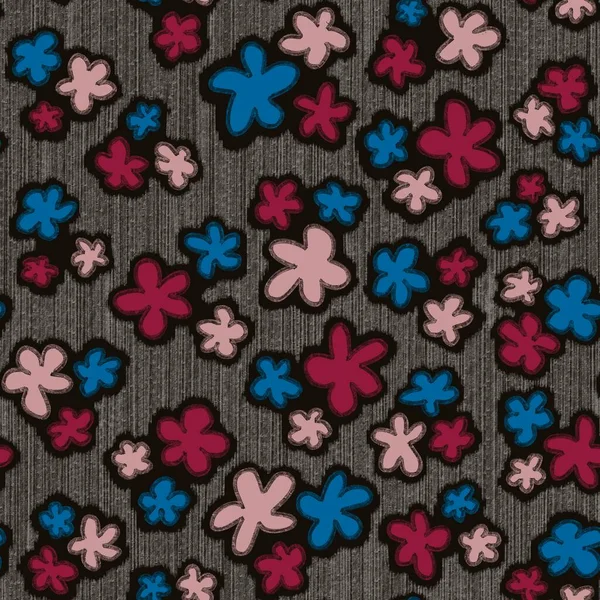 Patrón Tela Moda Con Miniatura Borgoña Rosa Flores Colores Azules — Foto de Stock