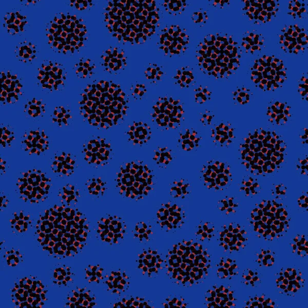 Abstrakcyjny Bezszwowy Wzór Teksturalną Czernią Różnych Kulek Niebiesko Ilustracja Nakładających — Zdjęcie stockowe