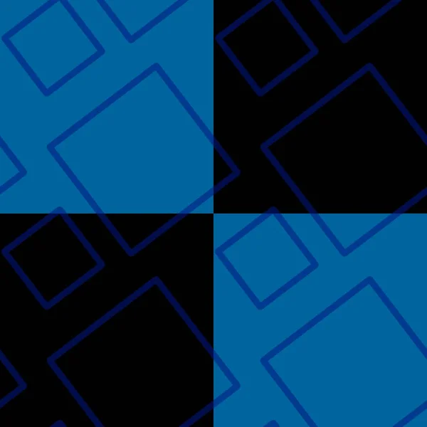 蓝调对角线重叠正方形轮廓图案 背景为蓝色 黑色格子角 时尚面料 家居装饰 印刷品 — 图库照片