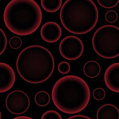 Burgundy üzerinde koyu kırmızı voluminik farklı toplara sahip soyut dikişsiz desen. Arka plan süsü, davetiye, el ilanı, afiş, tekstil, kumaş için üst üste binen hacim efekt deseni görüntüsü