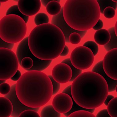 Kırmızı voluminik kırmızı toplara sahip soyut ve pürüzsüz desen. Üst üste binen katmanlar ve arka plan süsü, davetiye, el ilanı, afiş, tekstil, kumaş için hacim etkisi deseni.