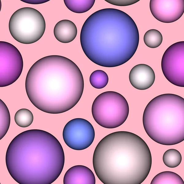 Abstracte Naadloze Patroon Met Kleurrijke Roze Azuurblauwe Volumineuze Verschillende Ballen — Stockfoto
