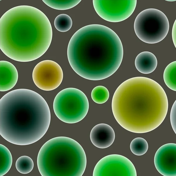 Abstraktes Nahtloses Muster Mit Bunten Grüntönen Voluminöse Verschiedene Kugeln Auf — Stockfoto