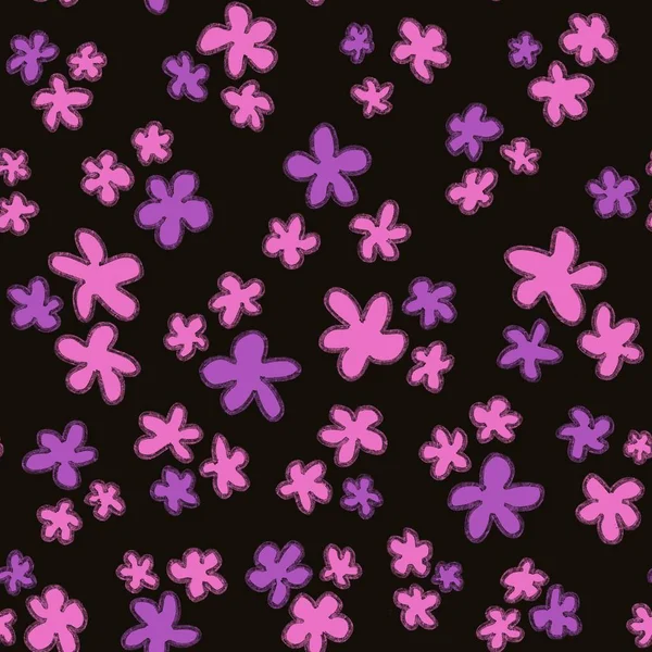 Modèle Tissu Mode Avec Des Fleurs Miniatures Pourpres Dessinées Main — Photo