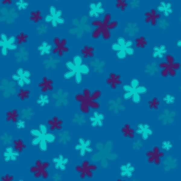 Modny Wzór Tkaniny Ręcznie Rysowane Miniaturowe Niebieskie Lazurowe Kwiaty Morskim — Zdjęcie stockowe