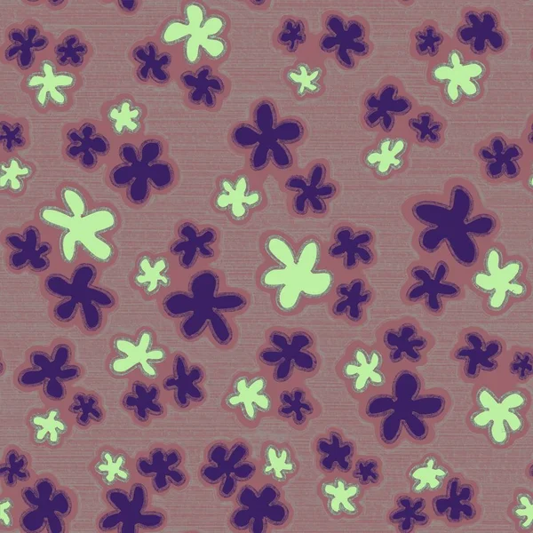 Modèle Tissu Mode Avec Lilas Miniature Blanc Fleurs Couleurs Violetes — Photo