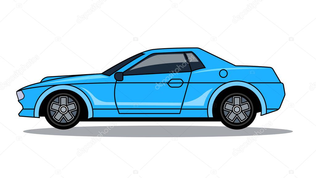 Cartoon blue vector sport car illustration