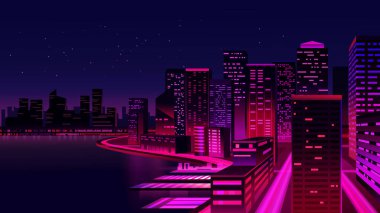 Vector illustration of city at night