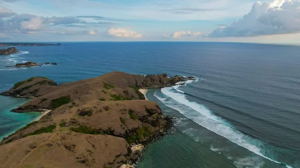Vista Aérea Beleza Meramente Monte Lombok Ilha Quando Pôr Sol — Fotografia de Stock