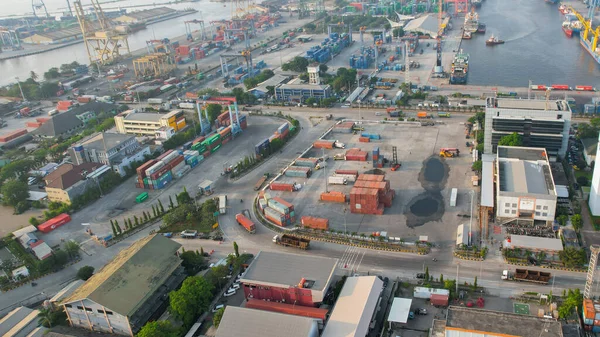 Kuzey Jakarta Daki Tanjung Priok Limanındaki Faaliyetlerin Hava Görüntüsü Jakarta — Stok fotoğraf