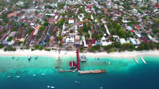 Légi Felvétel Gili Trawangan Szigetére Indonéziába Lombok Indonézia 2021 November — Stock videók