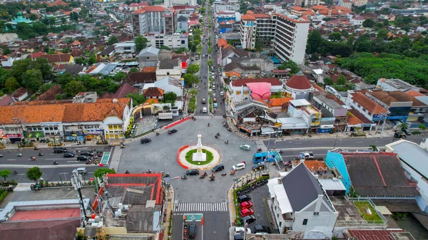Aerial View Monument Recapture Yogyakarta Historical Building Cone Shape Monjali — Stock Photo, Image
