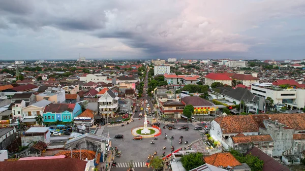 Aerial View Monument Recapture Yogyakarta Historical Building Cone Shape Monjali — Stock Photo, Image