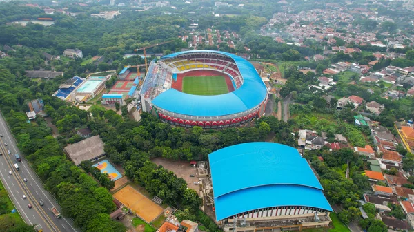 Повітряний Вид Прекрасний Краєвид Стадіону Джатідірі Задньому Плані Semarang Cityscape — стокове фото