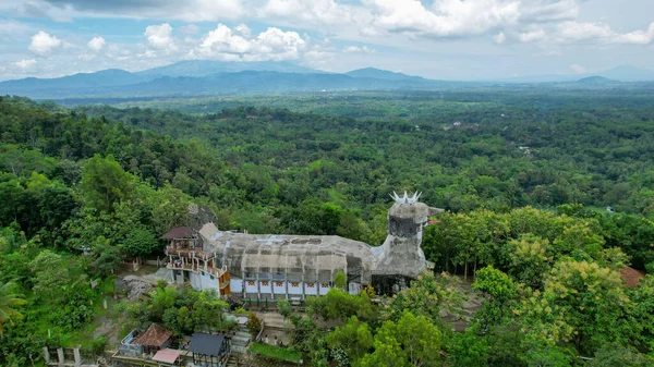 Légi Kilátás Chiken Templom Egyedülálló Épület Dombon Rhema Magelang Yogyakarta — Stock Fotó