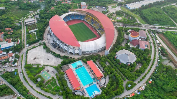 Letecký Pohled Shora Dolů Krásnou Scenérii Stadionu Wibawa Mukti Při — Stock fotografie