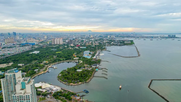 Vista Aérea Playa Ancol Norte Yakarta Jakarta Indonesia Diciembre 2021 — Foto de Stock