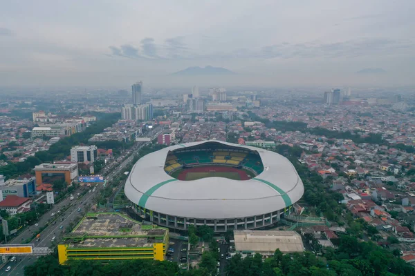 Vista Aérea Del Estadio Más Grande Bekasi Desde Dron Nube —  Fotos de Stock