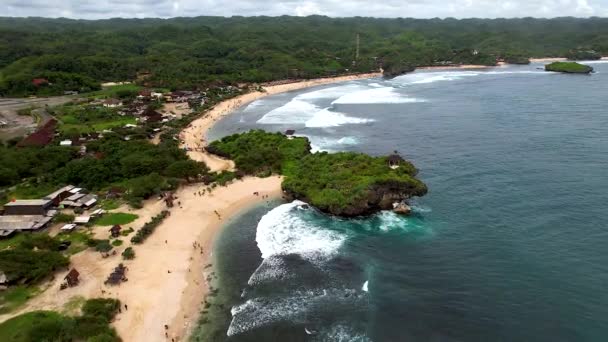Vista Aérea Belleza Playa Krakal Gunungkidul Yogyakarta Java Central Indonesia — Vídeo de stock