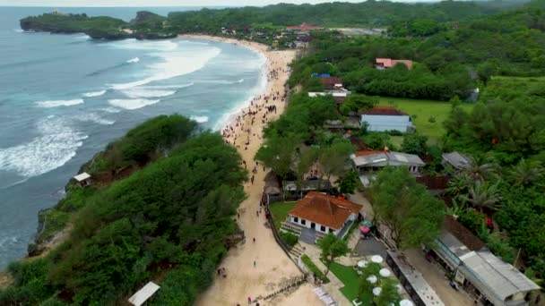 Aerial View Beauty Krakal Gunungkidul Beach Yogyakarta Central Java Indonesia — стоковое видео