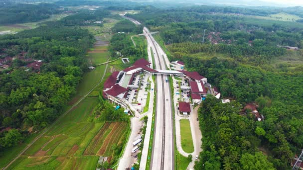 Aerial View Parking Space Provided Rest Area Pendopo 456 Salatiga — стокове відео