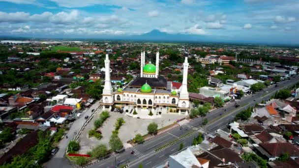 Vista Aérea Gran Mezquita Baiturrahman Sukoharjo Mezquita Más Grande Del — Vídeos de Stock