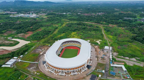 Vista Aérea Del Nuevo Estadio Fútbol Para Equipo Indonesia Estadio — Foto de Stock