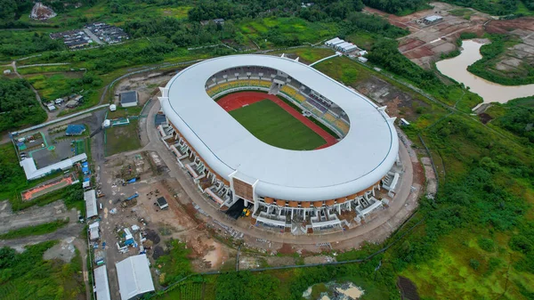 Yaklaşan Endonezya Takımı Için Yeni Futbol Stadyumunun Havadan Görüntüsü Serang — Stok fotoğraf