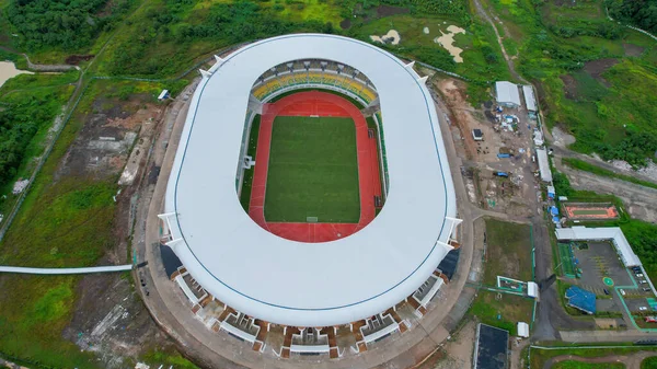 Letecký Pohled Nový Fotbalový Stadion Pro Začínající Tým Indonésie Mezinárodní — Stock fotografie