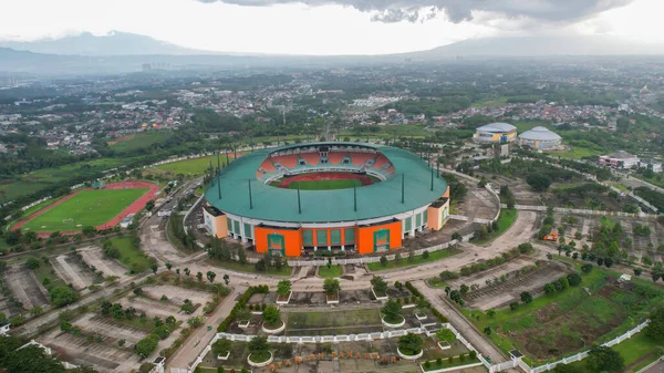 Vista Aérea Del Estadio Más Grande Pakansari Bogor Desde Dron — Foto de Stock